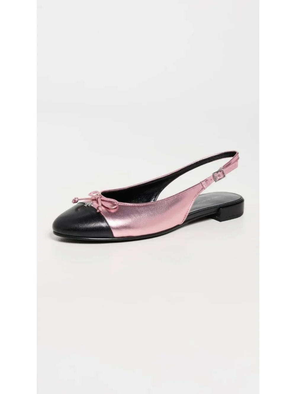 Tory Burch Slingback Ballet Flats Women's Size 6.5 Pink Metallic Leather Cap Toe